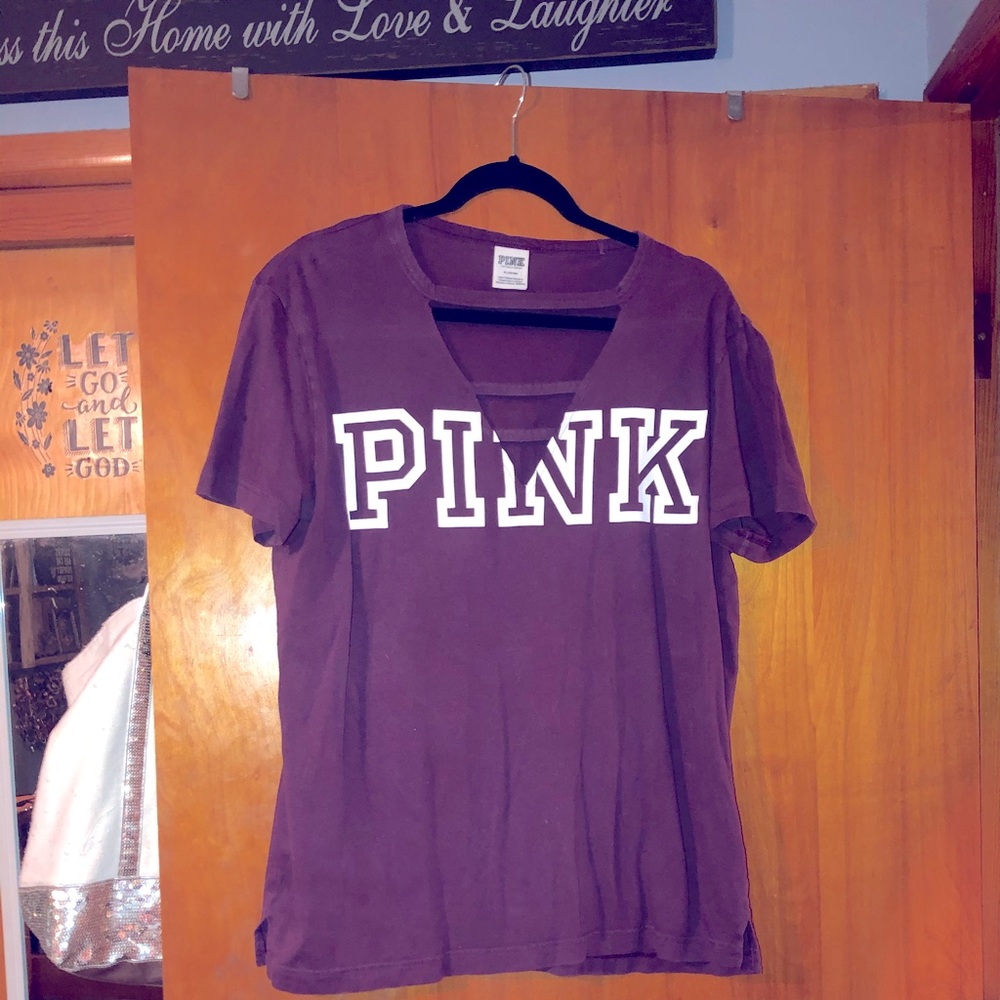 PINK TEE WITH V NECK